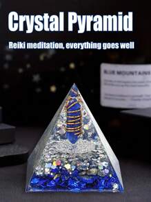 Pyramide pour énergie positive, cristaux de guérison en citrine et pierre de sable bleue orgonite pour réduire le stress, équilibrer les chakras, la guérison Reiki et la méditation. Attire la chance et le succès. Pyramide de cristaux de guérison, générateur d'énergie en cristal d'améthyste pour le yoga, Reiki et la méditation. Pyramide de météorite violette, pyramide de lotus en œil de tigre, pyramide de lotus doré en pierre de sable bleue