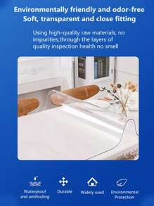 1 buc. Covoraș protector de masă transparent din PVC, design dreptunghiular simplu, grosime de 1,0 mm/1,5 mm/2,0 mm, potrivit pentru măsuță de cafea, noptieră, masă, birou de calculator, birou de birou și diverse protecții de suprafață pentru mobilier, esențial pentru utilizarea zilnică în toate anotimpurile