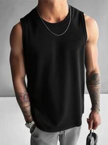 Men's Casual Creative Slogan Graphic Print Tank Top - Black - View 2