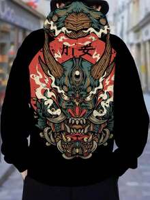 最新流行动漫3D连帽卫衣男士时尚日常百搭黑色套头衫秋冬男装 - 彩色 - 查看 4