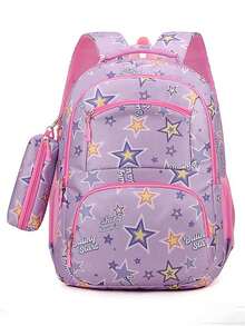 Mochila escolar de colores brillantes para estudiantes de secundaria y preparatoria, mochila impresa de nueva gran capacidad para estudiantes universitarios - Multicolor - Ver 15