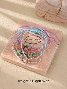 12 件波西米亚风格沙滩海龟装饰脚链套装（女士） - 多色14 - 查看 6