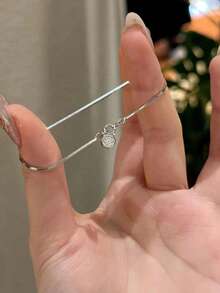 1 件纯银泡泡圆形钻石蛇骨手链，适合女士 - 锆石点缀，高档外观，百搭堆叠，精致的小众工艺 - 圓鑽手鍊 - 查看 9