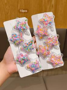 10pcs/Pack Cute Colorful Star Hairpins, Daily Wear Hair Clips Accessories - Multicolor - View 4