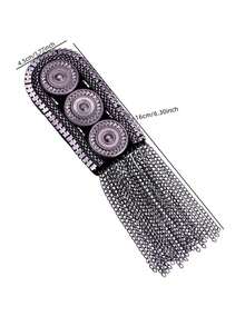 1 件精致手工流苏肩章长链古典胸针水钻 DIY 服装配饰男女适用，精致肩章肩章朋克胸针流苏肩标别针徽章肩闪 Cosplay - 彩色 - 查看 2