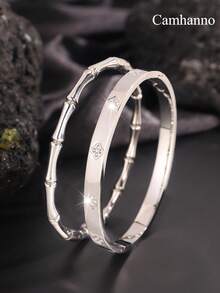 Camhanno 两件简约时尚、优雅迷人的不锈钢竹节锆石手链，不同形状和款式组合，为您的美丽加分，适合日常佩戴，送给爱人/闺蜜。 - 金黃色 - 查看 7