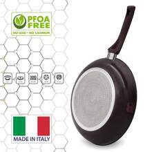 Bakaji Set 3 Padelle Bee con Rivestimento Interno Antiaderente Nido D'Ape, Diametro 20-24 - 28 cm, PFOA Free, Cottura Omogenea, Manico Atermico Cool Touch, Ideale Fornelli Gas Induzione, Universale - Viola rosso - Visualizzare 4