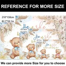 1 件玫瑰熊性别揭示背景横幅，210 * 150cm/150 * 100cm/100 * 75cm，浪漫摄影背景装饰，生日横幅，洗礼派对装饰，卧室、客厅、摄影工作室、直播的家居装饰