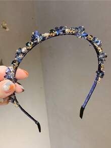 1 chiếc băng đô pha lê đính đá sang trọng kiểu Baroque, phụ kiện tóc thanh lịch kiểu Pháp dành cho nữ, thích hợp cho tiệc tùng/đám cưới, lấp lánh như cung điện với pha lê nhân tạo, phù hợp cho Halloween, băng đô cài tóc cho nữ, phụ kiện làm đẹp tại nhà. - Xanh đậm - Xem 2