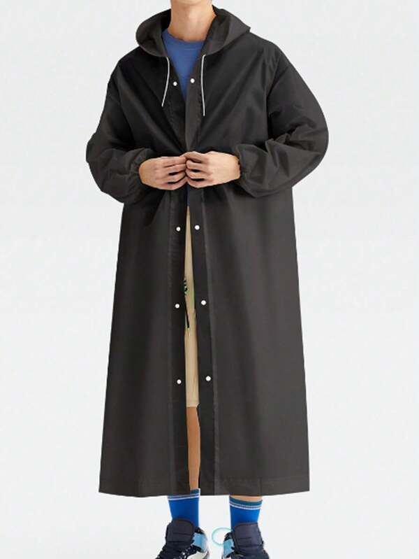 قطعة واحدة معطف مطر سميك من الإيفا باللون الوردي للكبار، معطف مطر خفيف الوزن وعصري بتصميم مفتوح، مناسب للسفر والخروج والمدرسة والمكتب والمنزل، لوازم العودة للمدرسة