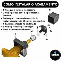Kit 9 Acabamento Registro Pressão Quadrado ABS Preto Padrão Deca - Preto - Visão 3