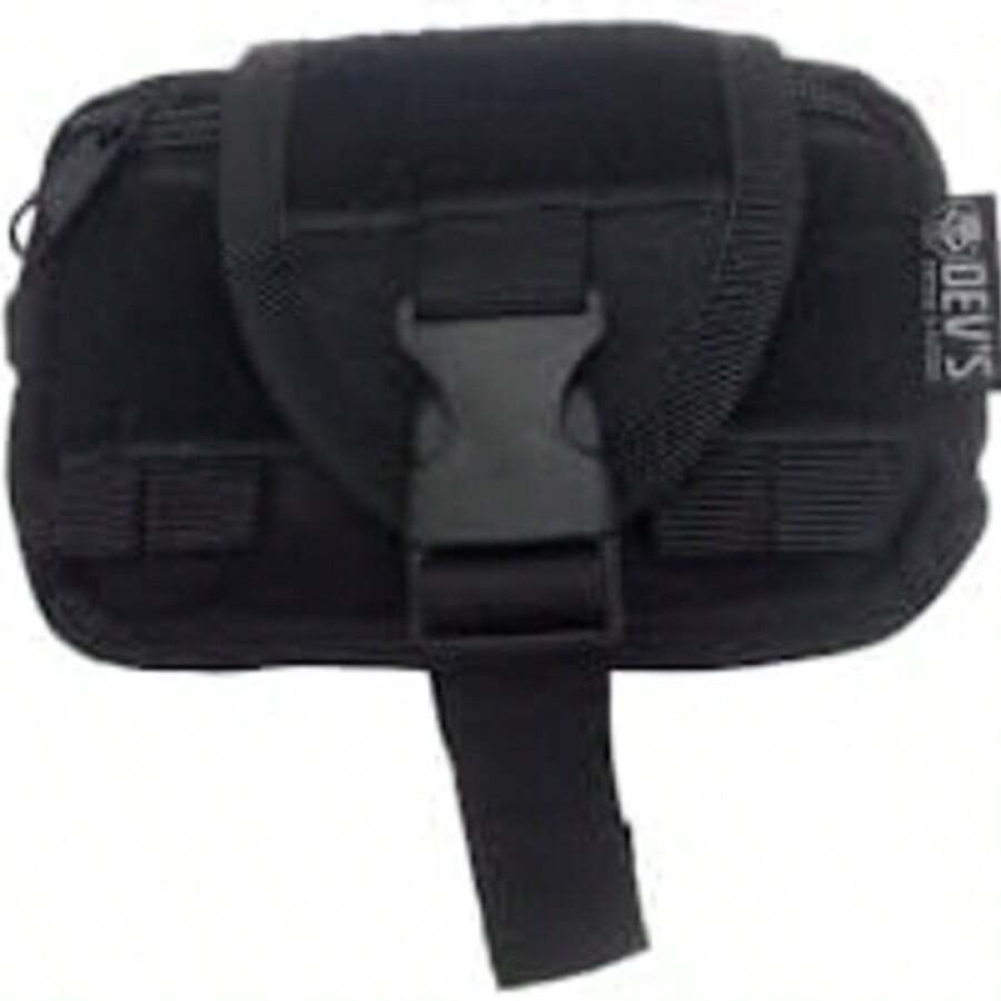 DEV´S TACTICAL & OUTDOOR Bolsa Táctica MOLLE Negra, Bolsa Lateral de 2 Compartimentos con Cremallera, Broche de Plástico, Con sistema para Parches - Negro - Ver 1