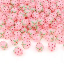 10/15 hạt dâu tây lỗ thẳng Acrylic nhiều màu, đồ trang sức tự làm, vòng cổ, vòng tay, hạt trang trí hình trái cây làm quà tặng ngày lễ - Hạt dâu tây - Xem 10