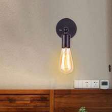 1个黑色E27灯头简约壁灯，可上下180°旋转，适用于走廊、卧室床头装饰照明，有线版，不含灯泡