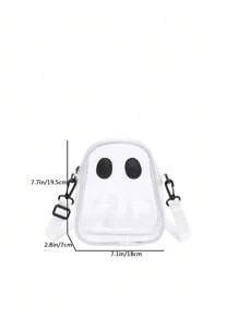 1 pièce Sac en plastique transparent en forme de fantôme pour Halloween, sac à bandoulière croisé mignon et amusant pour femmes, convenant pour les fêtes et les vacances, sac transparent imperméable et anti-sable, cadeau d'Halloween