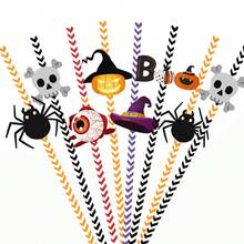 10pcs/Set Halloween Party Decoration Disposable Paper Straws, Special Patterns Of Spider, Pumpkin, Witch, Skeleton, Wedding And Birthday Supplies, Home And Party Decorations - Multicolor - View 3