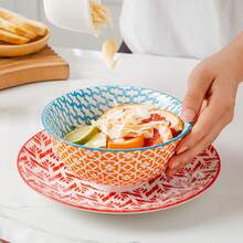 6pcs Set, 24 Oz Deep Ceramic Bowls - 6 Inch Assorted Color Porcelain Soup And Cereal Bowls For Pasta, Salad, Dessert, Rice, Noodles - Microwave, Oven, Dishwasher Safe - Ideal For Daily Use, Kitchen, Christmas, Weddings, Housewarmings - 彩色 - 查看 4