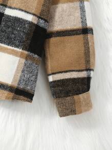 男童优雅法式格纹梭织长袖纽扣衬衫，秋冬款