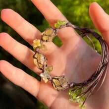 1pc Boho Style Crystal Flower Woven Bracelet For Women, Versatile