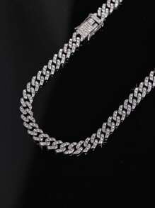 1pc 8MM Chain Link Rhinestones Miami Necklace Choker Hip Hop Jewelry