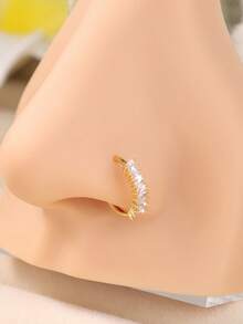 1 件 8 毫米镀金全 CZ 鼻环 - 20G 精致密镶鼻环，男女皆宜，防过敏螺旋鼻饰，闪亮简约鼻环 - HNR-39 - 查看 13