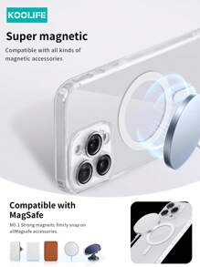 1pc Koolife Magnetic Wireless Charging Full Body Protective Case With Lens Film, Anti-Fall Airbag, PC+TPU Material, Compatible With Apple 17 Pro Max/17/17 Pro/17 Air/11/12/12 Pro/12 Plus/13/13 Pro/13 Pro Max/14/14 Pro/14 Pro Max/15/15 Plus/15 Pro/15 Pro Max/16/16 Plus/16 Pro/16 Pro Max/16e - White - View 4