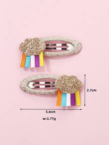 2pcs/Set Cute Rabbit & Cherry Blossom Cloud Design Hair Clips, Suitable For Girls' Daily Hairstyle Decoration - Multicolor - View 7