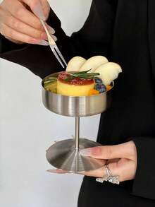 1pc Ins 风格不锈钢冰淇淋杯布丁杯高脚冰淇淋甜品杯冷饮果汁杯 - 彩色 - 查看 9