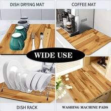 1 st. träådringstryckt diskmatta för köksbänk, superabsorberande, dolda fläckar, gummibaksida, multifunktionell matta för kaffebryggare, diskställ, köksskåp, kaffemaskin - Multifärgad - Visa 9