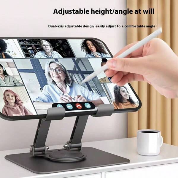 360-Degree Rotating Tablet Stand, Swivel Tablet Stand With 360 Rotating Base, Adjustable Tablet And Mobile Phone Holder, Metal Material Multifunctional Desktop Lazy Stand