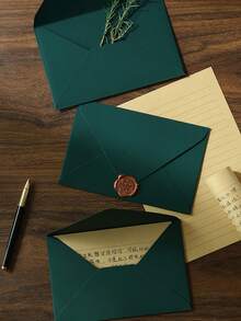 高级纹理深绿色信封、婚礼邀请卡、西式商务邀请函、高级触感、感恩节、万圣节、圣诞节、派对装饰、信封卡纸、高纹理信封、好友礼品卡、VIP 邀请函、多色信封 - 彩色 - 查看 7