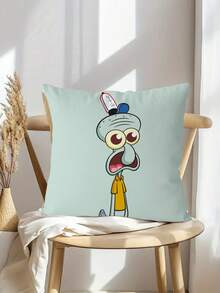 SpongeBob SquarePants 1pc Themed Cartoon Pattern Pillowcase, Featuring , Squidy, Mr. Kcrab, Made Of Super Soft And Comfortable Polyester Material, Machine Washable, Suitable For Sofa, Bed, Bedroom And Living Room Decoration, All Year Round, Sofa Supplies, Bedding Gifts, No Filling Pillowcase, Valentine's Day Gift, Christmas Gift, Birthday Gift, Anniversary, Special Day - Multicolor - View 9