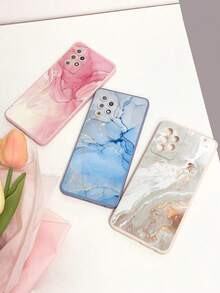 3 Stück Marmoroptik bemalte minimalistische stoßfeste Handyhülle kompatibel mit iPhone, kompatibel mit Galaxy, kompatibel mit Redmi, internationale Version, nicht die Inlandsversion - Verschiedenfarbig - Übersicht 2