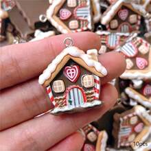 5/10 Stücke Klassisches Lebkuchenhaus Anhänger, Harz Weihnachtsschmuck, geeignet für DIY Schmuckherstellung wie Halskette, Ohrringe, Schlüsselanhänger - Weihnachts-Feiertags-Dekoration, keine Stromversorgung nötig, Hängedekoration