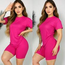 Women Two-Piece Outfits - Hot Pink - View 2
