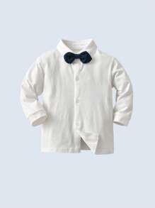 BOARNSEORL Conjunto de traje de caballero para niños pequeños de 3 piezas: camisa de manga larga blanca con moño, chaleco y pantalones a cuadros, elegante y adecuado para fiestas de cumpleaños, fiestas de noche, bodas, bautizos, primeras celebraciones de cumpleaños