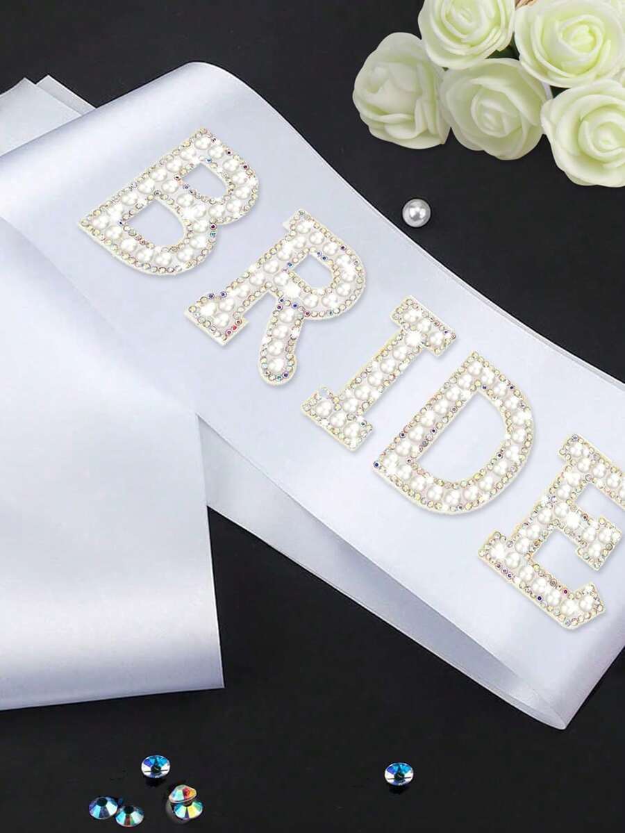 Bachelorette Sash White Bride Sash With Pearls And Rhinestones Pearl Bride Sashs For Bachelorette Party Decorations Bridal Shower Gift Wedding Parties Decorations Bridesmaid Parties Favors