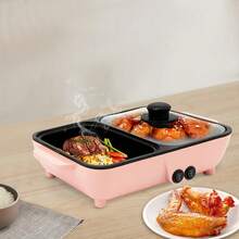TFCFL 2 In 1 Smokeless Non-Stick Cooking Pan Electric Shabu Hot Pot BBQ Grill Portable - View 5