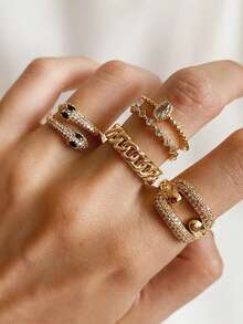 5 件复古水钻蛇形戒指套装，优雅的节日风格，独特的礼物，适合日常佩戴、节日、旅行、沙滩装，是送给女性、妻子、女朋友、圣诞节、情人节、母亲节、新年珠宝的完美礼物 | 优雅配饰