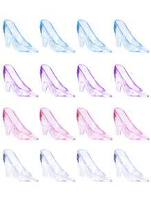 12pcs Mini Plastic Crystal Shoes, 3.5 Inch Transparent High Heel Shoes Decor, Funny High Heel Figurine Decorations, Suitable For Wedding, Birthday Party, Desktop Decor, Adult Gift