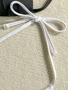 2pcs Solid Color Sexy Elegant Knotted Tie Back Bikini Top, Suitable For Beach Holiday Summer - Black and White - View 4