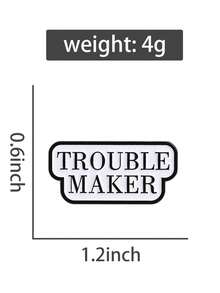 1 件休闲锌合金标语胸针，女士包袋配饰，四季学校礼物 - 黑白 - 查看 5