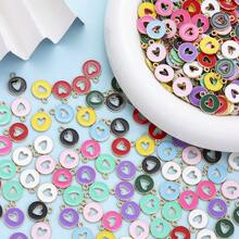 50pcs Assorted Double-Sided Oil Dripping Heart-Shaped Alloy Round Charms, Suitable For Women's Necklace, Earrings, Hair Accessories, Pendant DIY, Heart-Shaped Jewelry, Couples Pendant, Gift For Friends Holiday - Multicolor - View 8