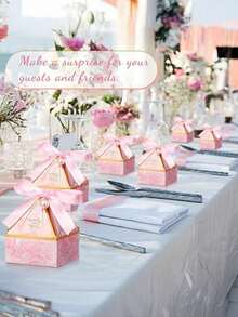 10/20个/包派对礼盒纸质糖果盒配丝带，适合小礼物，圣诞节，婚礼回礼盒，圣诞糖果盒方形，带盖小礼盒，适合派对，回礼，婴儿，洗礼，新娘手工制作招待客人的神秘盒子