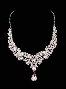 Set de 2 piezas de joyería con collar y aretes, accesorios de boda y fiesta de lujo exagerados con perlas y cristales para mujeres