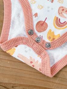 4件套婴儿男女宝宝0-12个月纯棉休闲短袖可爱卡通连体衣四季皆宜