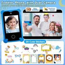 Kids Learning Phone Toy, Dinosaur Toy Mobile Phone For Children, 2.8 Inch IPS Touch Screen Toy Phone With Dual Camera Game Music Player, Christmas Halloween Birthday Gift For 3-10 Year Old Boys & Girls, Portable Travel Photography Kids Phone, Includes 32GB Card (Blue) - Multicolor - View 11