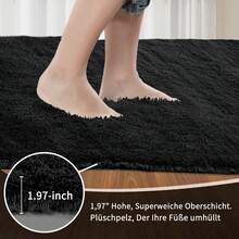 Sour Lemon Deep Pile Carpet Gray Carpet Living Room 120x160 Washable Anti-Slip Extra Large Carpets Bedroom Fluffy Modern Carpets Mat Carpets For Bedroom Room - 黑色 - 查看 2