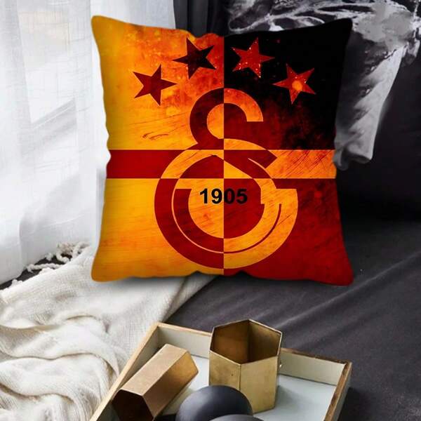 1 pieza, Funda de cojín decorativo de temática musical contemporánea para sofá - Diseño vibrante de naranja, rojo y negro con estrellas, cierre con cremallera, poliéster lavable a máquina, logotipo 1905, perfecto para la decoración de la sala de estar, sin relleno de cojín