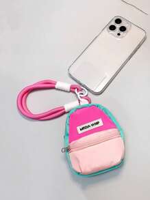 3pcs Pink Creative Mini Backpack Coin Purse Cross Body Storage Bag Pendant Ornament Earphone CCD Pouch Keychain, Cute Kids Students Universal Phone Cases And Lanyards